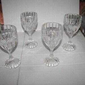 Four Mikasa Crystal Park Lane 6oz wine goblet/water glasses with no flaws